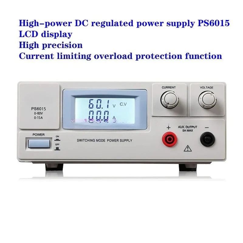 

PS6015 Стабилизированный источник питания постоянного тока высокой мощности 60 В 15 А Светодиодный блок для экспериментов/теста на старение/источник питания для обслуживания компьютера