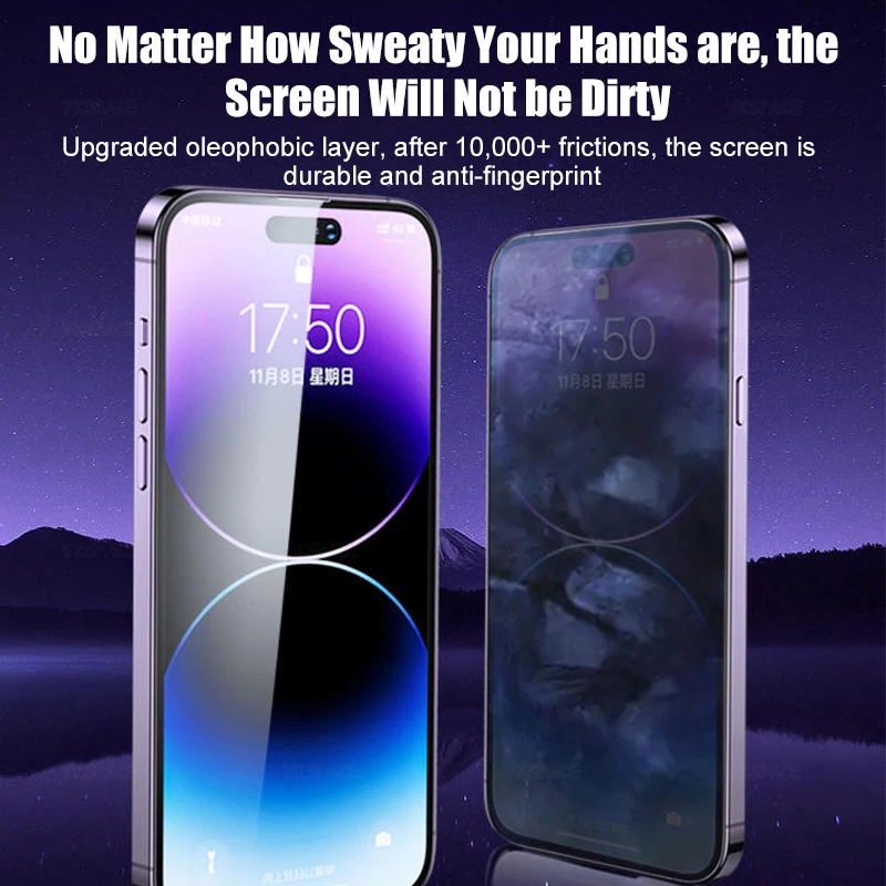 3-5 szt. zestawu bezpyłowego Fliter Kit Privacy Anti-Spy Glare Clear 9H Tempered Glass dla iPhone 15 14 Plus 13 12 Pro Max Screen Protector — zdjęcie produktu 2