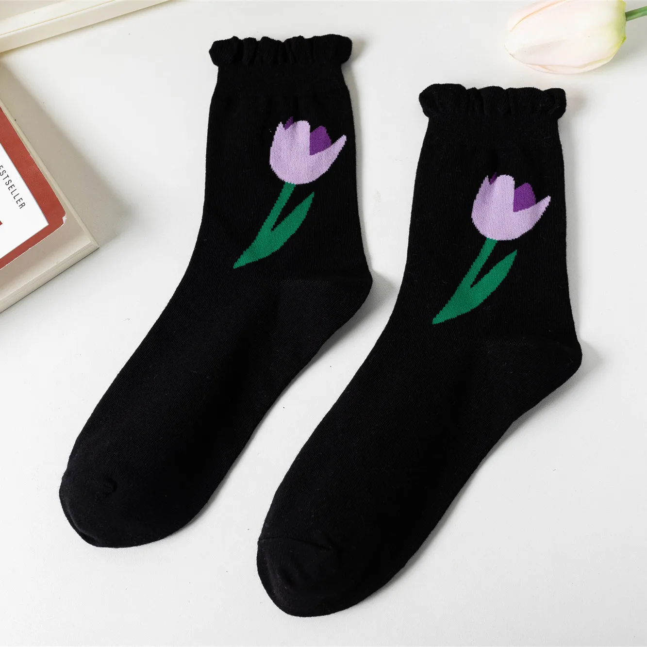 

3 Pair Cotton Women Socks Flower Kawaii Funny Casual Female Sock Hosiery Streetwear Harajuku Crew Sock calcetines mujer Freeship