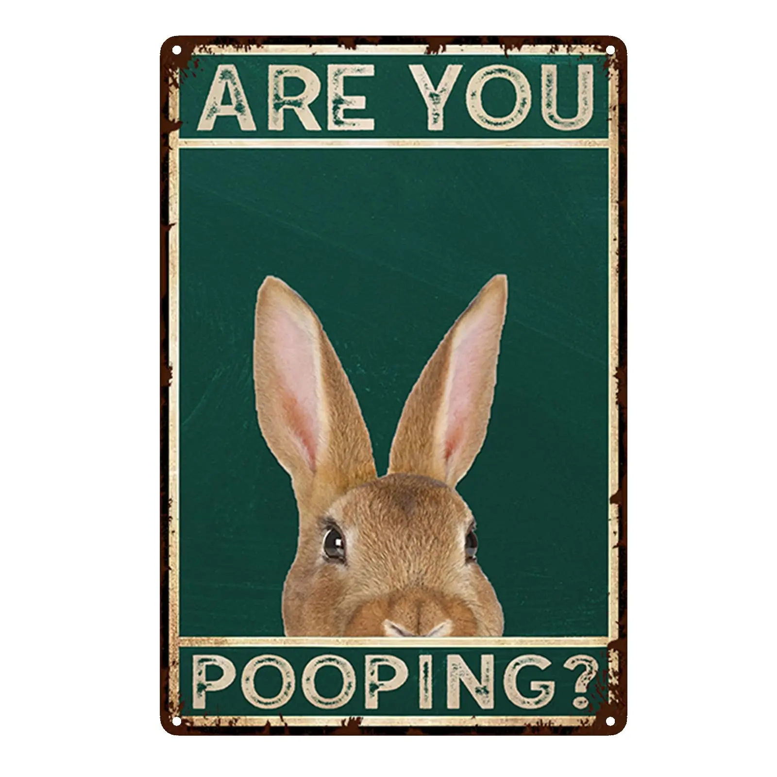 YLUYINOM Tin Metal Signs Funny Bunny Easter Eggs Are You Pooping Signs, Funny Tin Signs Bathroom Restroom Wall Toilet Decor 8X12