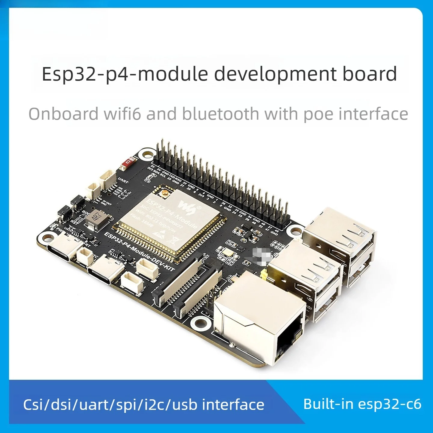 ESP32 P4 Module Board with DSI Display Camera and RJ45 Ethernet for IoT Edge Computing