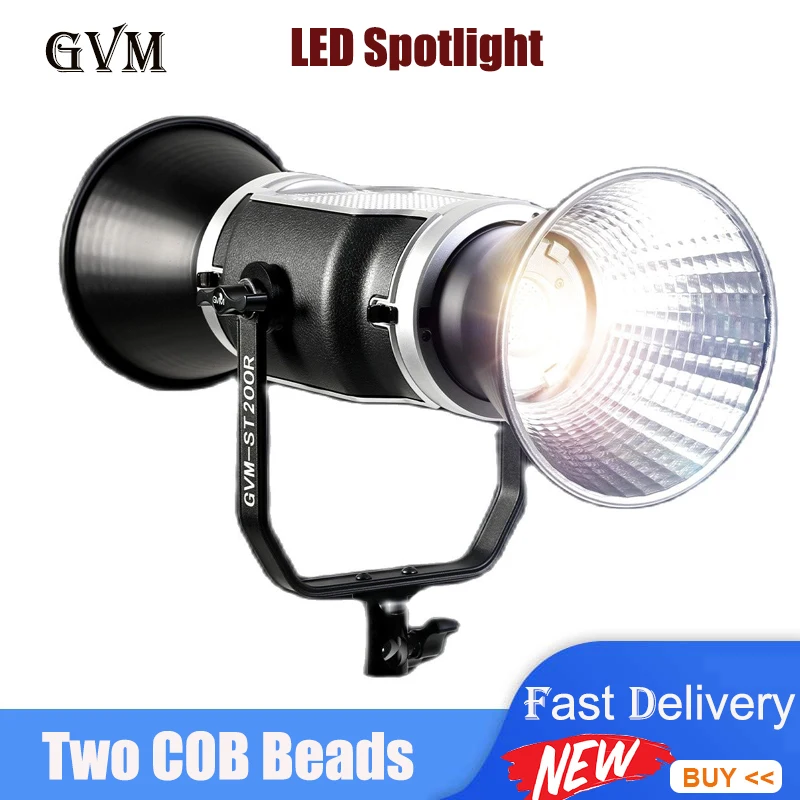 GVM-ST200R LED Spotlight Two COB Beads 2700K~6500K RGB Video Light GVM APP Control LED Double-Head Lighting Kit