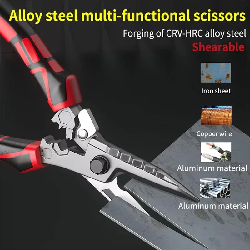 Multi-functional Electrician Scissors Crimping Wire Cutting Tool With Wrench Function For Cutting Metal Sheets And Cable
