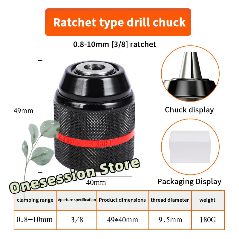 

10/13mm Keyless Self-Locking Ratchet Chuck Quick-Change Drill Adapter for Bits Taps & Sockets - Versatile Tool Accessory