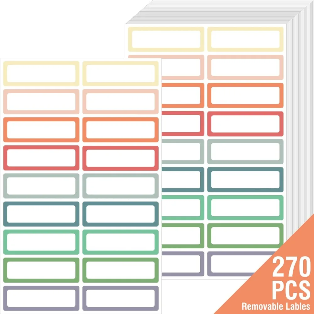 270 etiquetas autoadhesivas removibles en 9 colores brillantes surtidos, impermeables, resistentes al aceite y al desgarro, perfectas para organizar recipientes de alimentos, bolsas para congelador, despensa, tarros de almacenamiento, suministros de oficina