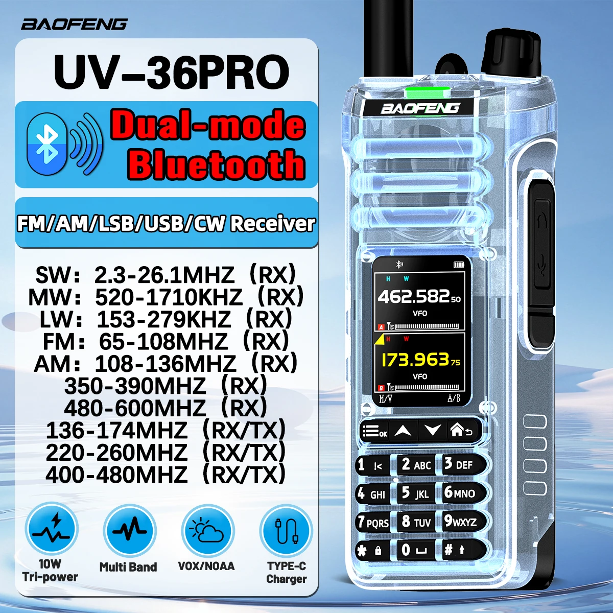 baofeng-uv-36-pro-walkie-talkie-10w-fm-am-lsb-usb-cw-receiver-dual-mode-bluetooth-audio-programming-upgrade-uv-32-ham-radio