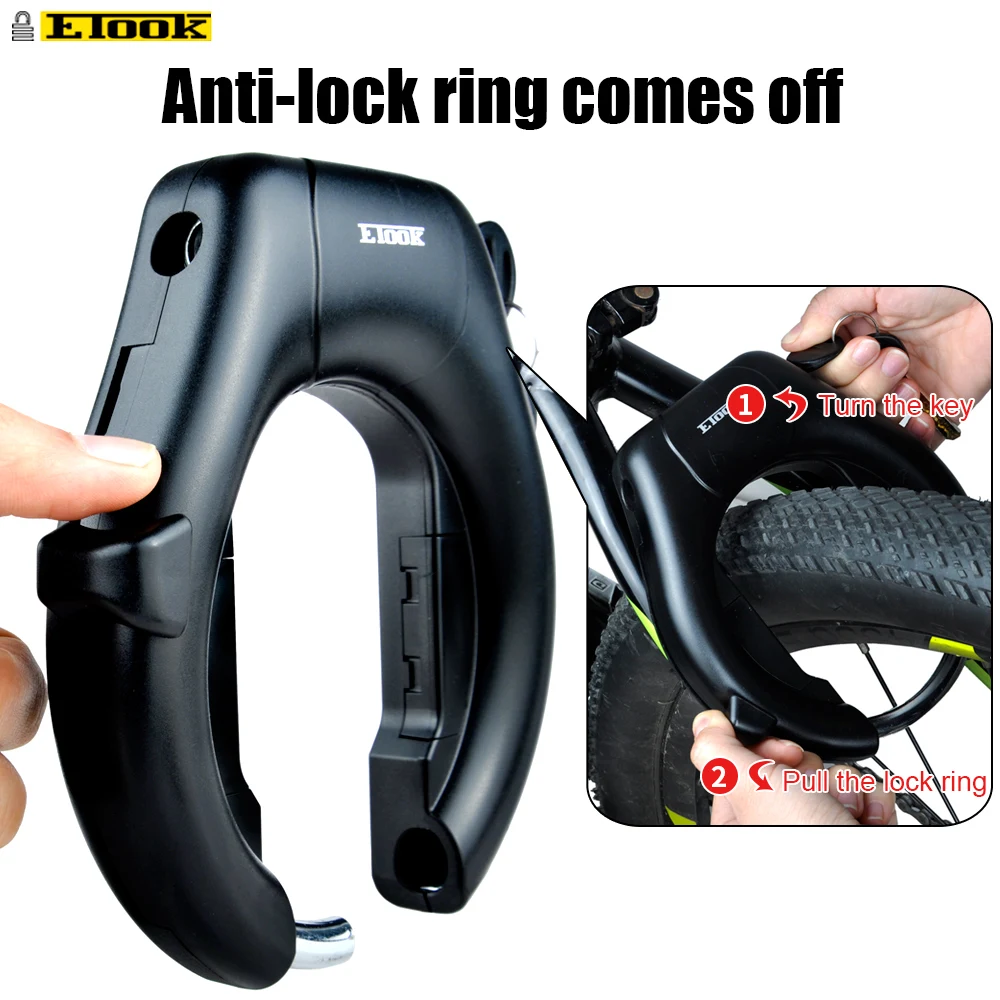 ETOOK Steel Pipe Lock Security Anti Theft MTB Road Bicycle Padlock 2 Keys Security Scooter Bicycle Lock Bicycle Accessories