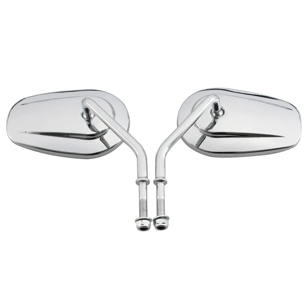 8mm Chrome Motorcycle Mirrors Long Stem for Street Glide Road Glide Dyna Softail