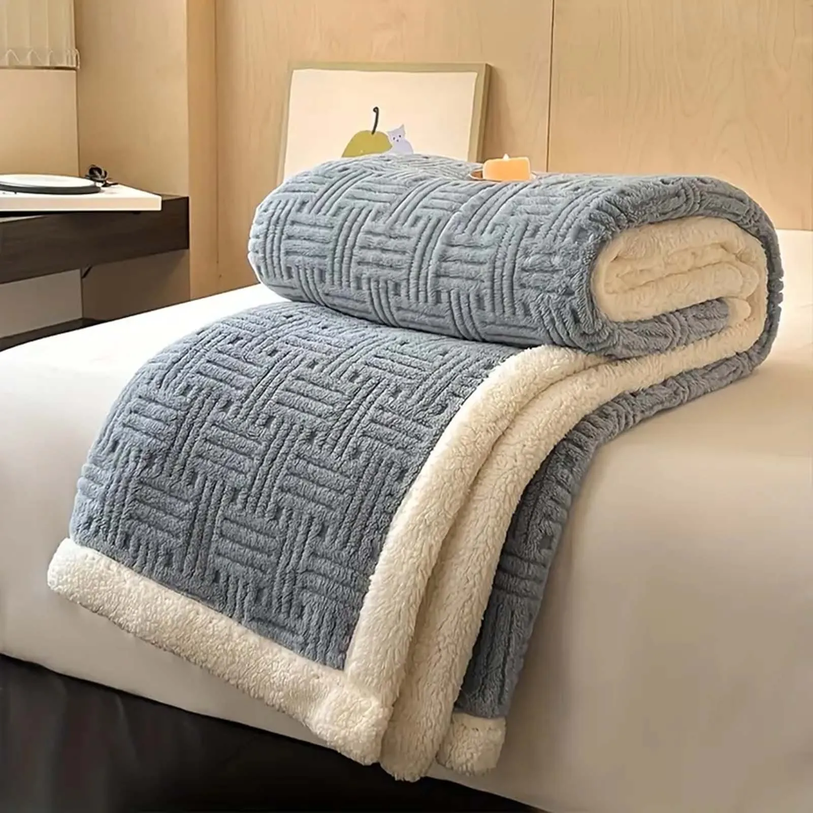 Nueva manta cálida de lana de leche tallada para cama, mantas suaves y esponjosas para sofá, funda cálida y acogedora para sofá, mantas para siesta