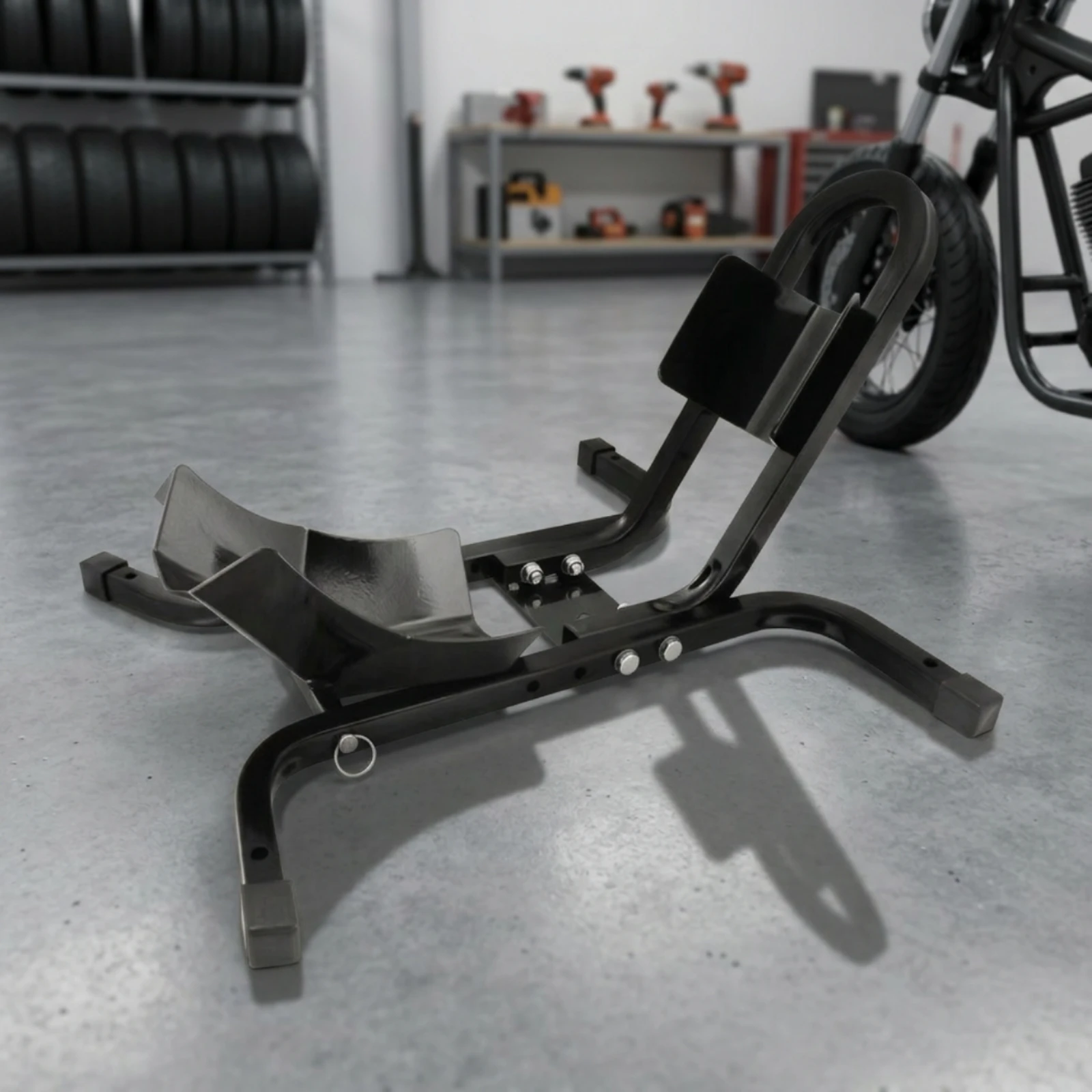 Motorcycle Parking Stand Cylindrical Motorcycle Stand with Cradle Universal Powder-Coated for Motorcyclists, Garage, Workshop