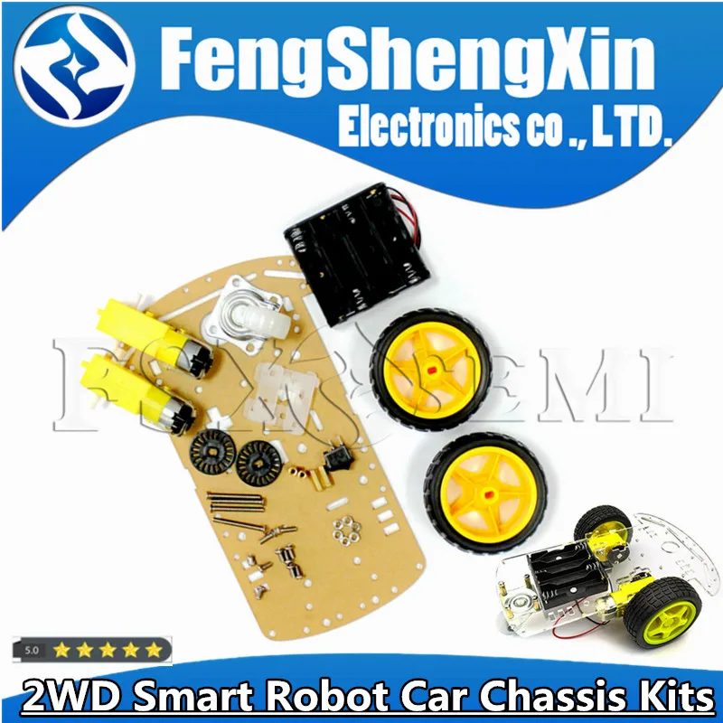 Smart Car Kit 2WD Smart Robot Car Chassis Kits with Speed Encoder and Battery Box for arduino Diy Kit