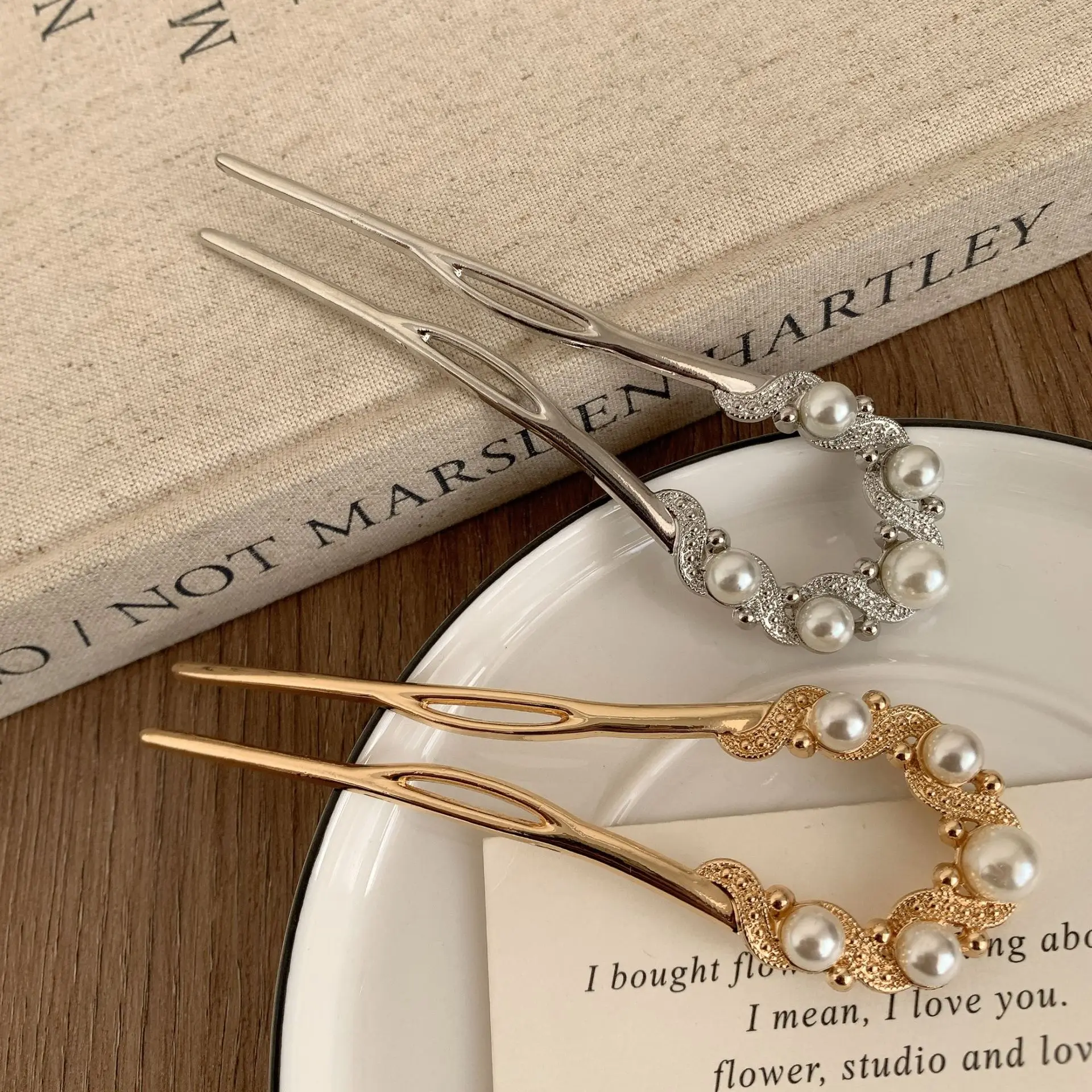 U-shaped Hairpin Women's Ball Head Disc Hair High-end Elegant Pearl Simple Modern Headwear Girls Women Hair Accessories