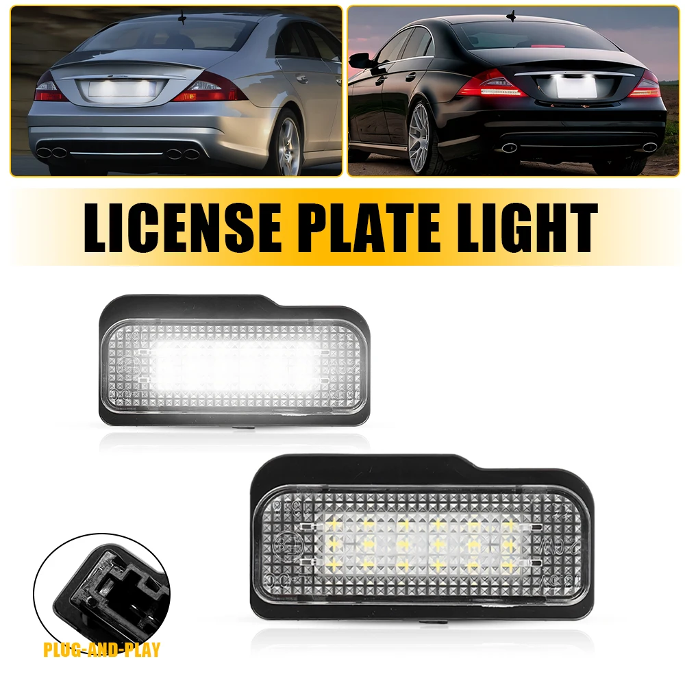 

2Pcs For Mercedes Benz W211 W219 Car Accessories White LED License Plate Lights Number Tag Lamps 12V Canbus Waterproof IP68
