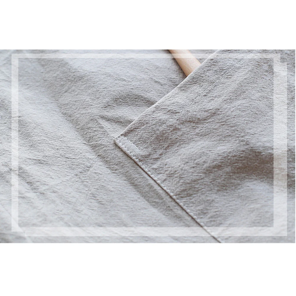 

Grey Cotton Linen Apron for Kitchen Cooking Baking Serving Stain Resistant Housework Apron Restaurant Cafe Hotel Workwear