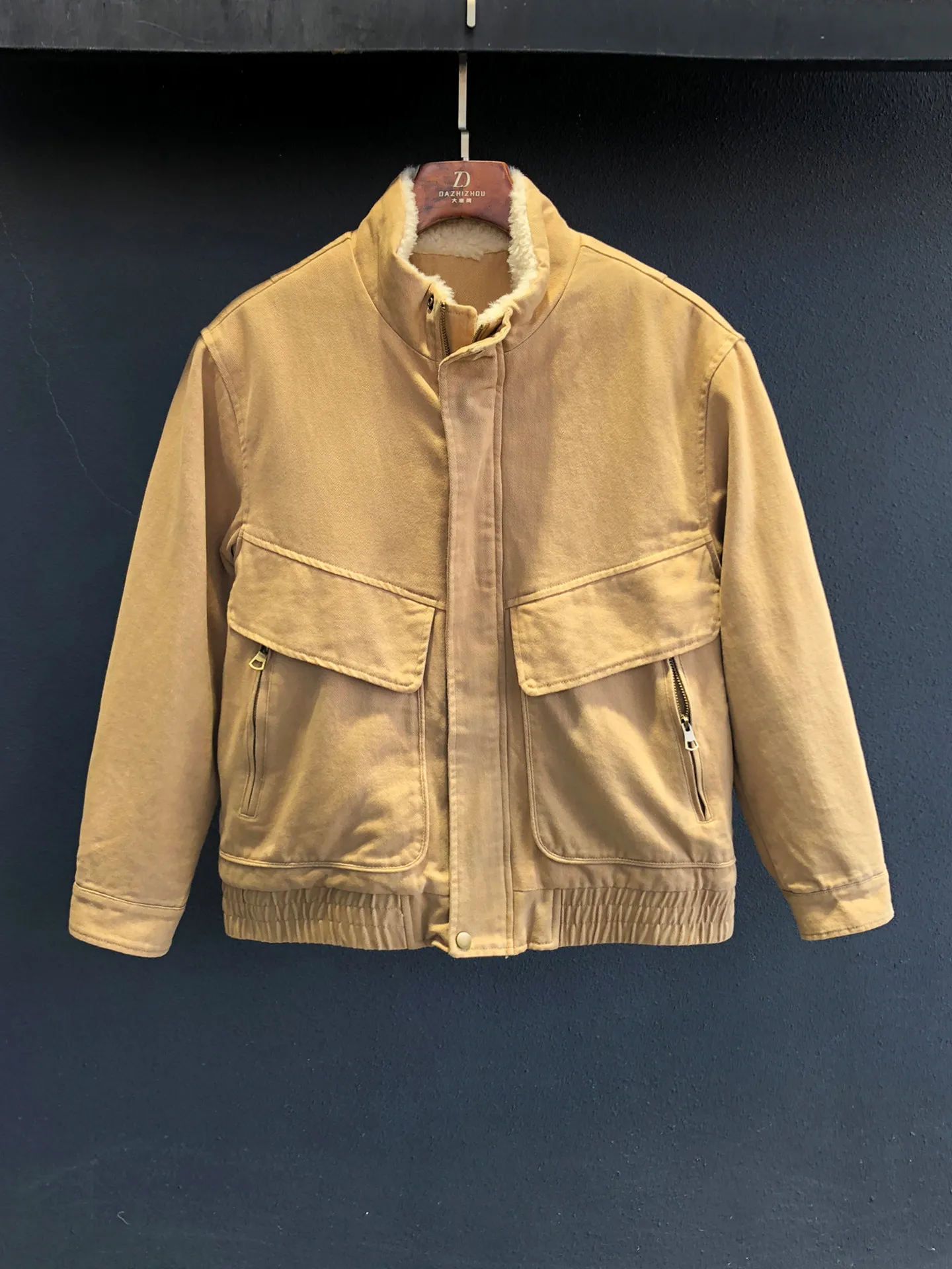 

Men's Thiened Warm Stand Collar Cotton Jaet Trendy Casual Simple Faion Cotton Coat Outerwear Polyester Fiber Long Sv...