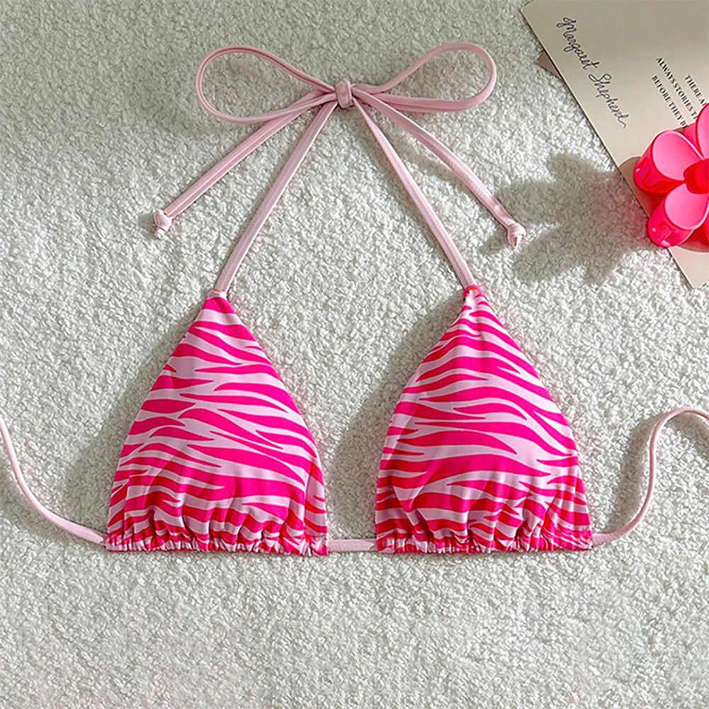1pc reggiseno bikini da donna nuovo bikini allacciato alla caviglia a righe costume da bagno moda set reggiseno costume da bagno diviso in corda senza schienale estiva