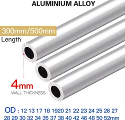 Aluminium Pipe 4mm Thickness  12-52mm OD Straight 300mm 500mm Long Round 6063 Aluminum Alloy Tube