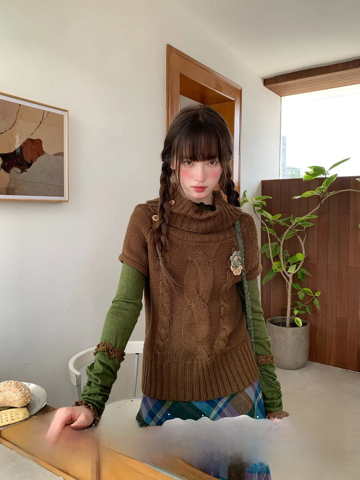 

Cheese Day Knitted Sweater Women's High Collar Layering ort Sve Autumn Winter Warm Fing Loose Fit Comfortable Knitwear