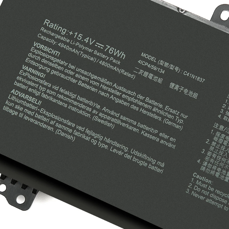 ASUS TUF Dash F15 FX516PM-HN015T FX516PM FX516PM-211 FX516PR C41N1837 15.4V 76Wh 노트북 배터리 2개