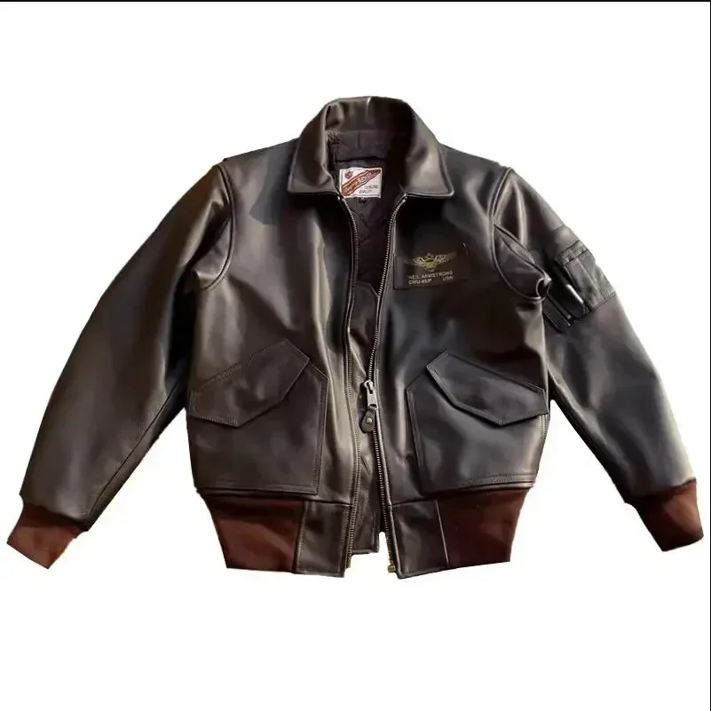 

LNY!Wholesales.100% genuine leather.Men Warm Classic Bomber Cowhide jacket.Air Force cwu-45p coat.Coarse grain sheepskin wear