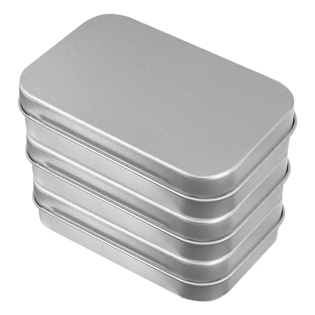 

3Pcs Rectangular Metal Tin Box Hinged Lid Portable Candy Card Jewelry Storage Small Tinplate Container