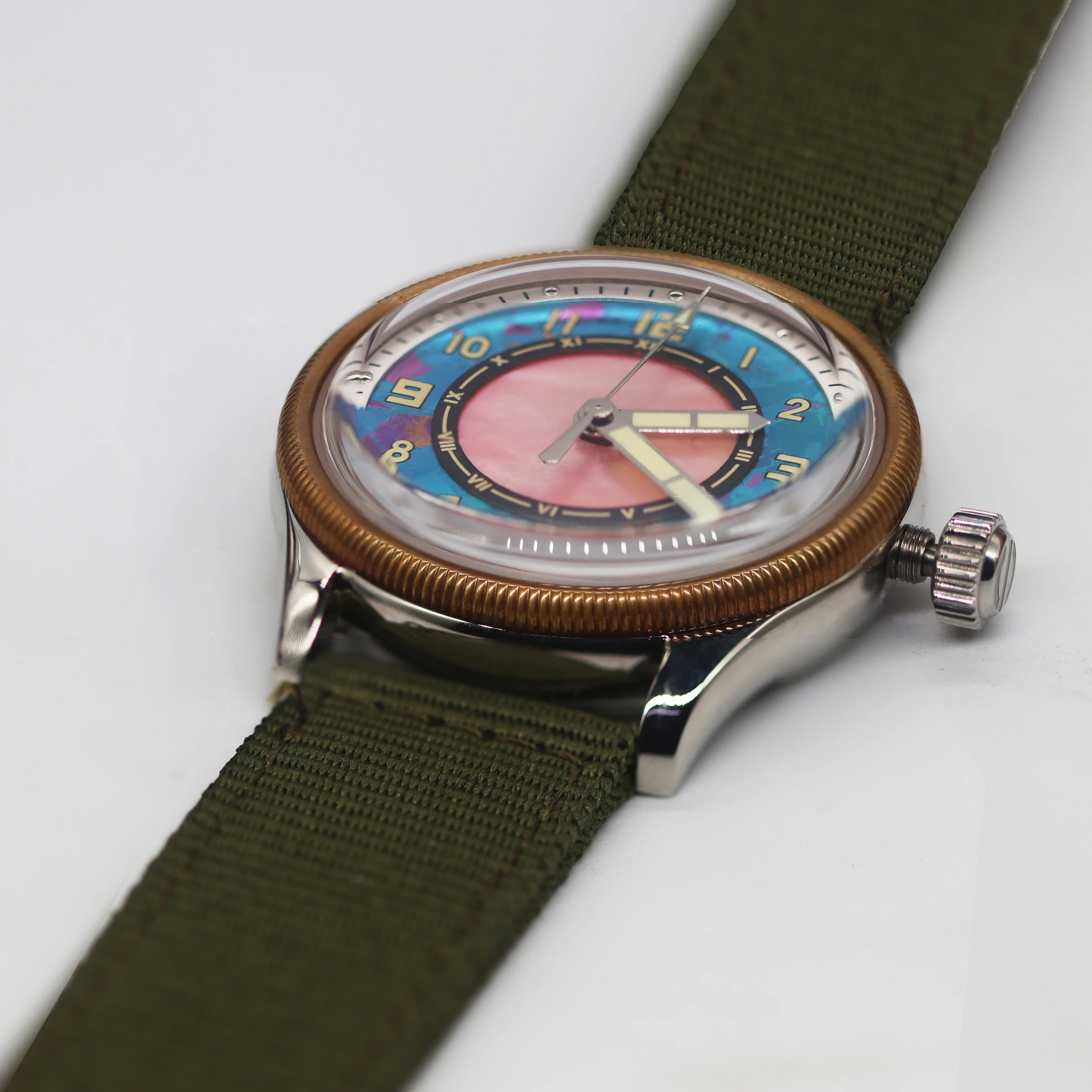 ساعة غواص رجالية من SIDAXIN 39 ملم ساعة يد ميكانيكية أوتوماتيكية بإطار عملة برونزية 20ATM مقاومة للماء C3 مضيئة PT5000