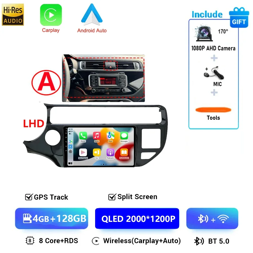 Android 16 Autoradio voor KIA K3 RIO 2011 2012 2013 2014 2015 Multimedia Speler 2 Din Carplay Stereo GPS Wifi DVD Luidsprekers 4G