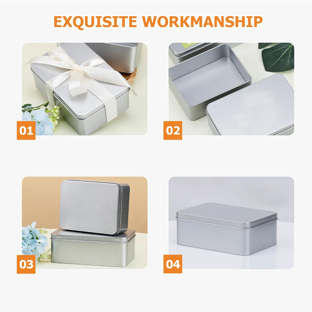 

3pcs Candy Box Tinplate Storage Small Tins Lids Durable Waterproof Tea Biscuits Round Sealed Practical Packaging