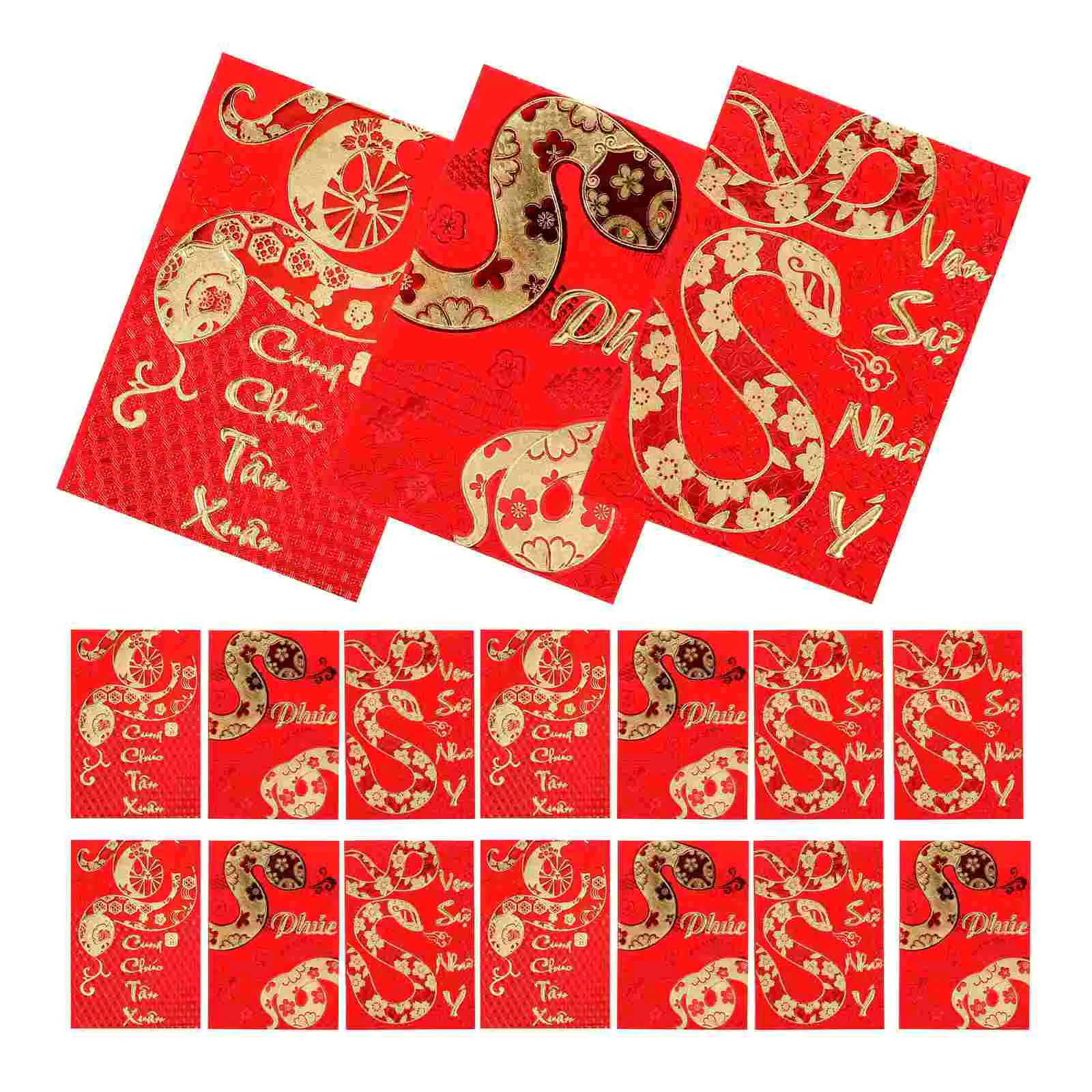 

18 Pcs Year of The Snake Spring Festival Red Envelope Vietnamese Packet Money Pouch Pocket Paper New Envelopes