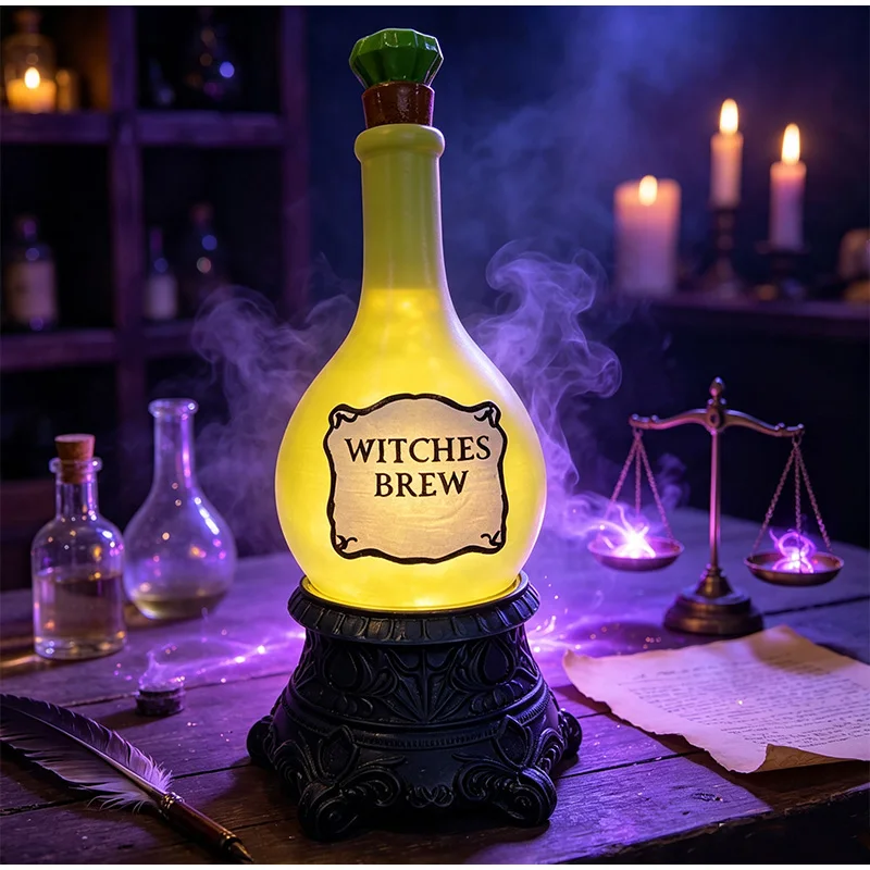 2026 Halloween Resin Witch Brewing Lamp USB Plug In Style Holiday Decoration Small Ornament Atmosphere Decoration Prop Lamp