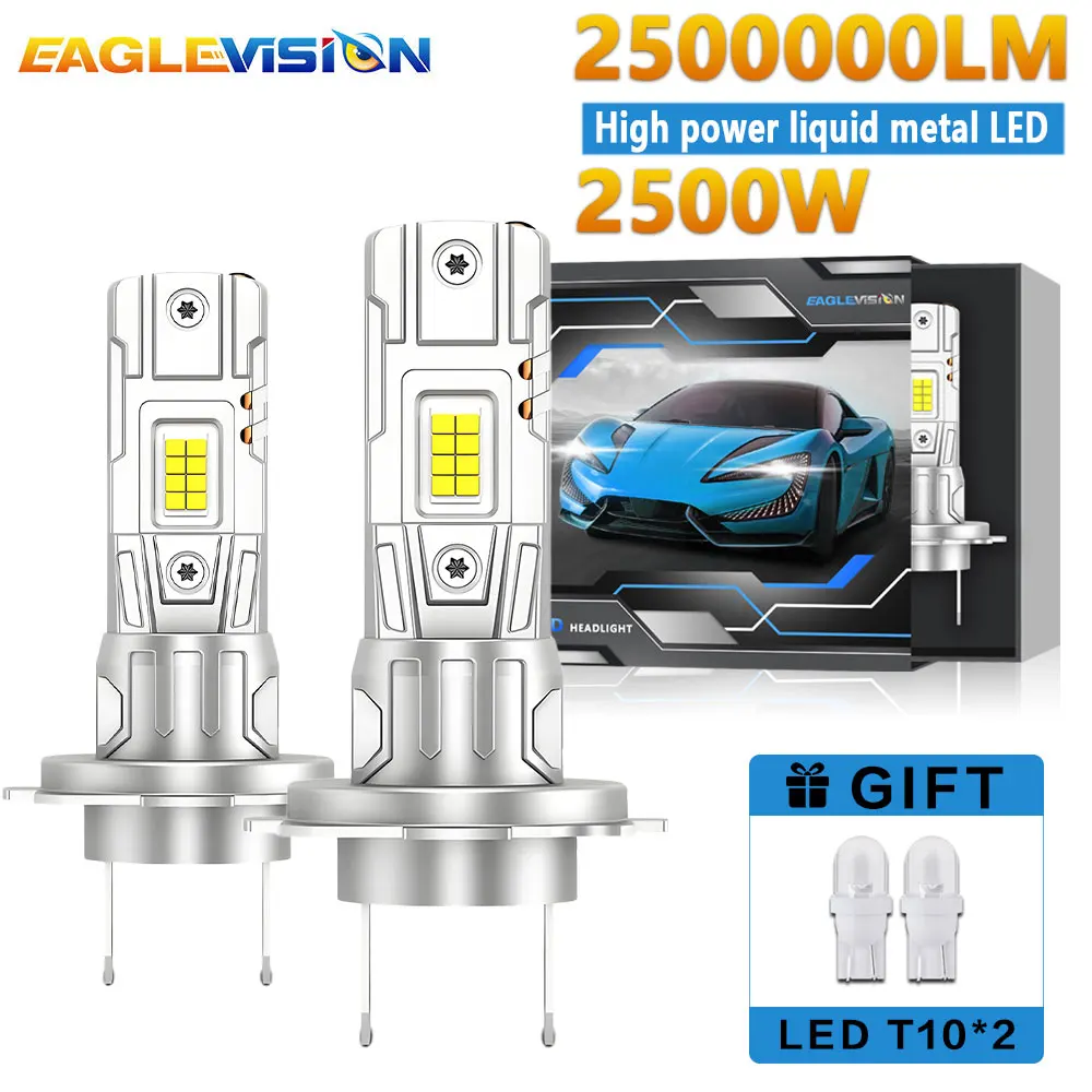 

EAGLEVISION 2Pcs Lighthouse LED min size H1 H7 H3 9005 9006 H4 12V 24V 1: 1 Size Car Headlight Fog Light Plug and Play 6500K