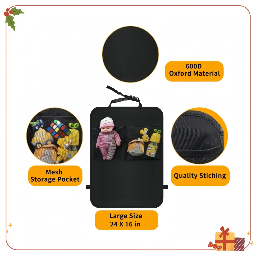 

Universal Backseat Protector 2-Pack - Durable Kick Mats with Storage for Car, Truck, SUV