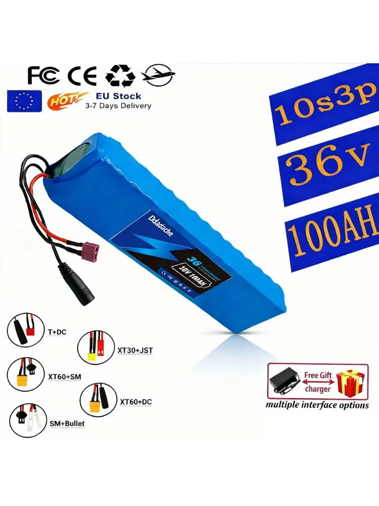 Batterij voor motorfiets en scooter, 10S3P, 36V, 100000mAh, 18650, Ion Eddie, 1000W, hoge vermogen en capaciteit 36V - afbeelding 2