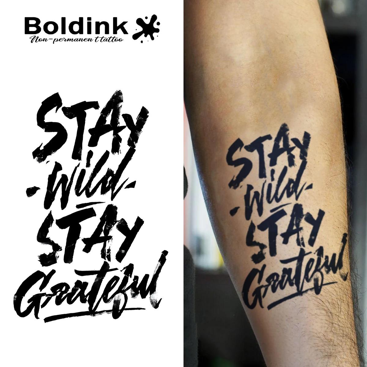 

BOLDINK дикая благодарность рукописный слоган татуировки наклейки модные модные водонепроницаемые наклейки сохранение цвета до 1-2 недели