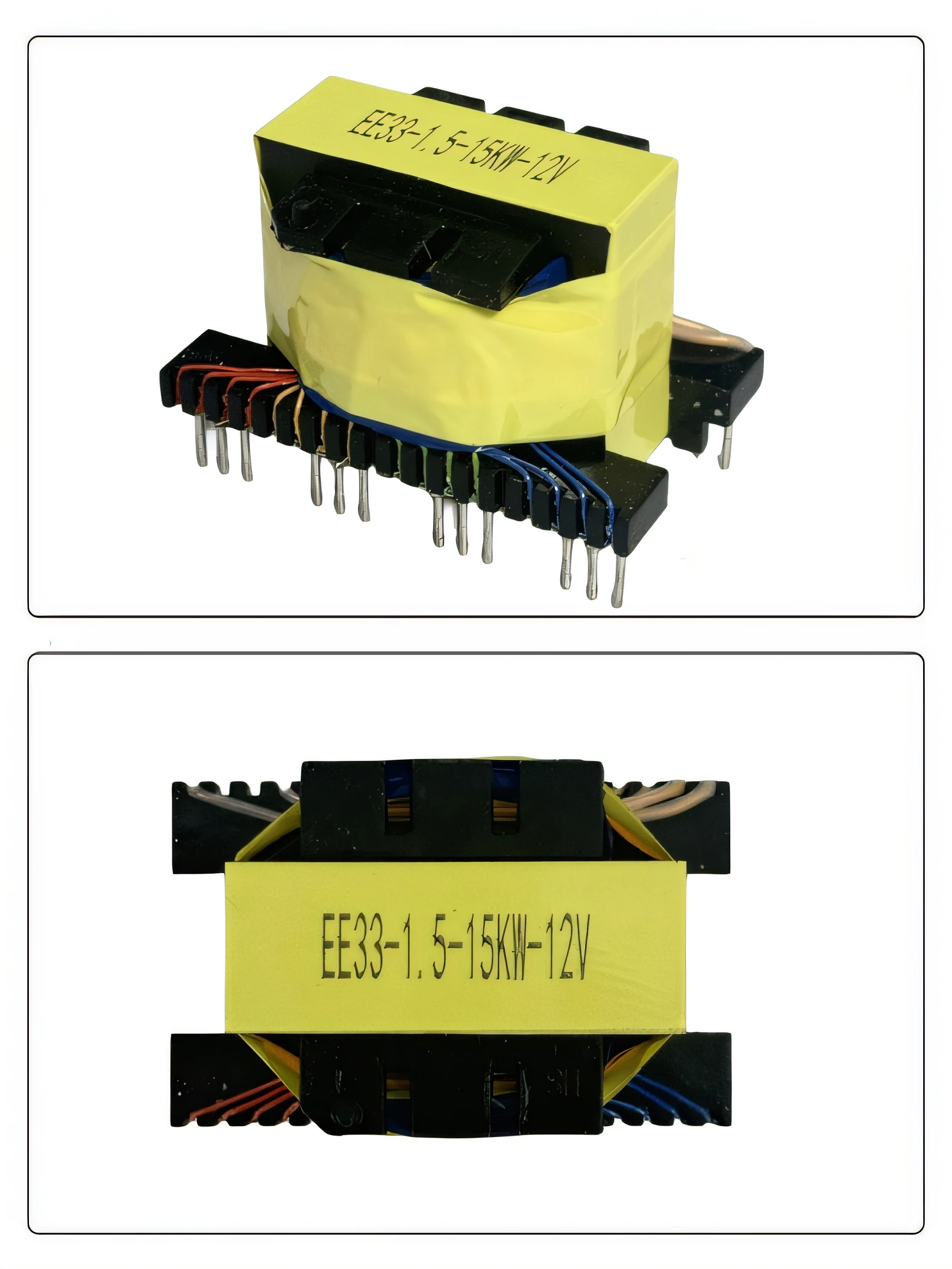 EE33Core High Frequency Transformer Rated for 1.5 to 15 Kilowatt 12V Output Applied to High Power Audio Amplifier/Solar Inverter