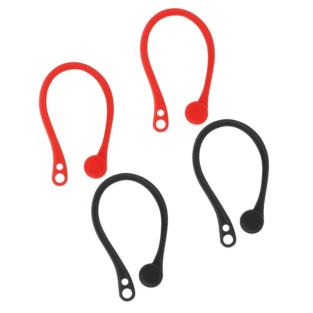 زوجان من خطافات الأذن المريحة المصنوعة من السيليكون المضادة للانزلاق، أغطية سماعات الأذن للجري والركض وركوب الدراجات باللون الأحمر والأسود #2