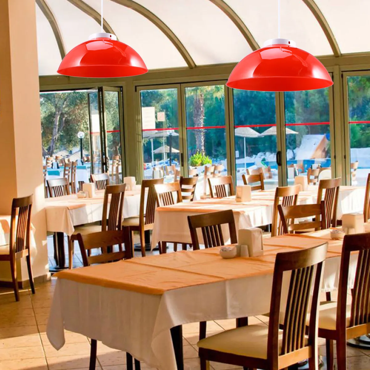 2Pcs Semi-Circular Pendant Lamp Shade Plastic Ceiling Light Cover for Kitchen Hallway Cafe Bar Clothing Store Energy Saving LED