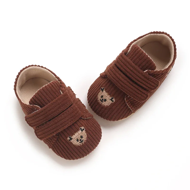 0–18 Monate Baby-Sneaker mit Bären-Stickerei für Jungen und Mädchen, Lauflernschuhe für Kleinkinder, weiche Sohle, Cord, lässige Babyschuhe – Detail 23