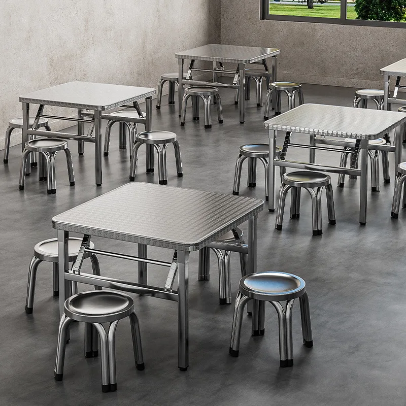 304 extra thick stainless steel folding table square field rental room canteen table portable learning and writing stall table
