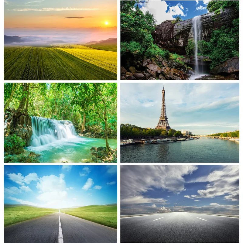 Natural Scenery Photography Background Lake Street Travel Landscape Photo Backdrops Studio Props  ZLSY-20