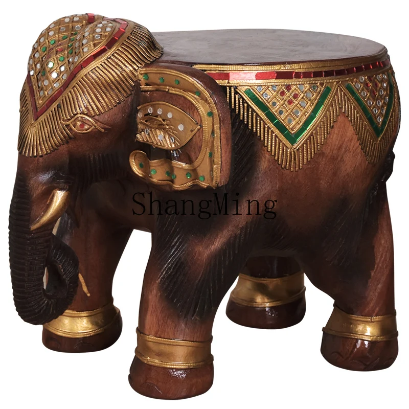 FGgood-looking  solid wood stool household living room elephant animal stool door shoe change bench Chinese low stool