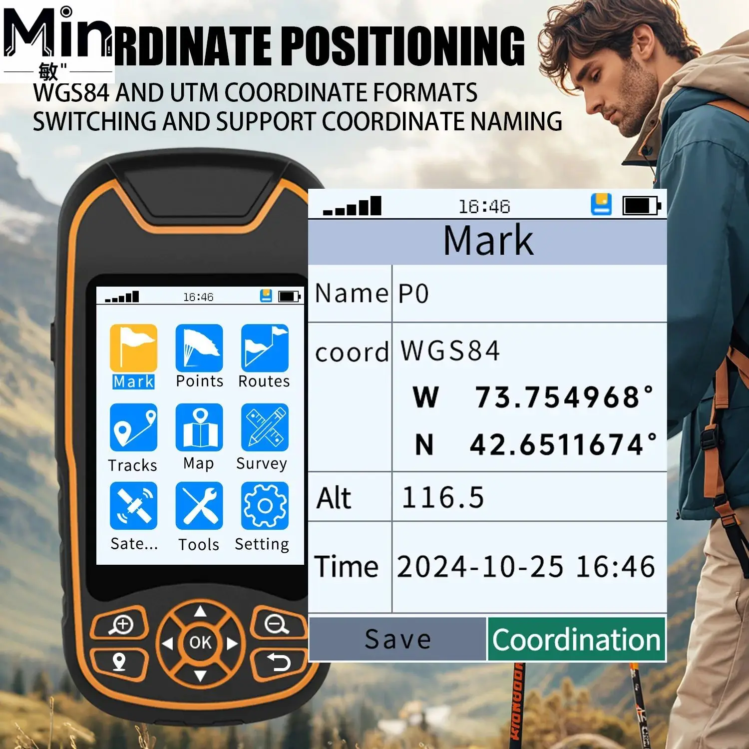 A8 Handheld GPS Navigator High Precision GNSS Receiver Compass 3.2