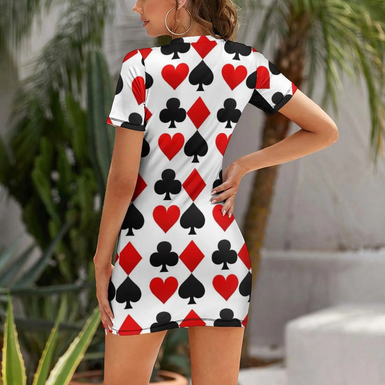 Hearts Diamonds Clubs Spades Playing Card Short Sleeved Dress long dresses for women Dress