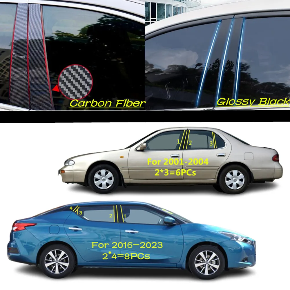 

Car PC Material Pillar Post Cover Door Trim Window Molding Sticker Plate Accessories For Nissan Bluebird 2001-2004 2016-2021