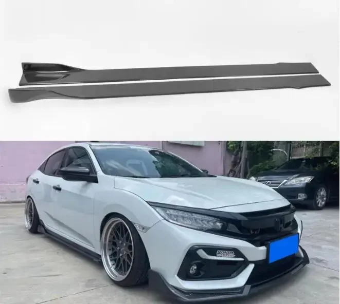 For Honda Civic Sedan/ Hatchback 2016 2017 2018 2019 2020 2021 Real Carbon Fiber Body Trim Side Skirt Bumper Apron Extension Lip