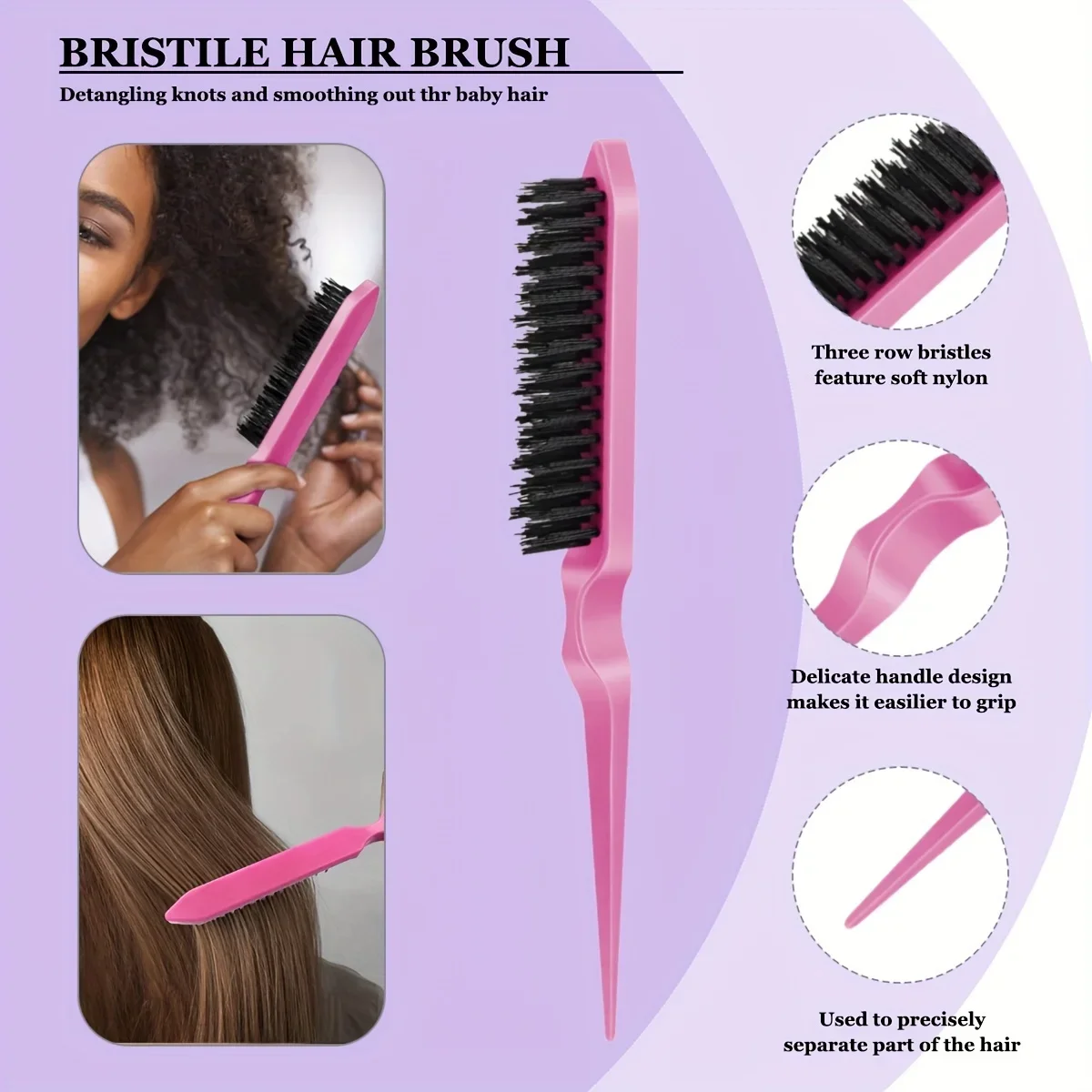 7pc/set Professional Hairdressing Kit Tool Includes Hair Brush Spray Bottle Rat Tail Comb Hair Braiding Loop Styling Accessories view 4