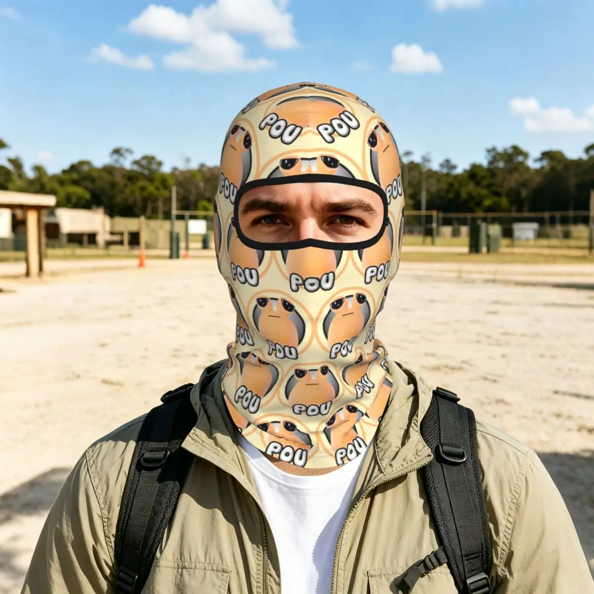 My Pet Alien Pou Cartoon Breathable Balaclava Full Face Mask Sun Protection Neck Gaiter For Motorcycle Cycling Fishing Outdoor