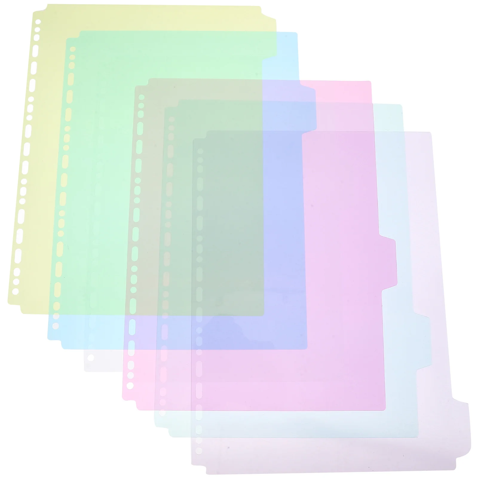 

6pcs A4 File Binder Folders Transparent Dividers Color Tabs PP Material Office Study Ring Binder Index Classified Labels