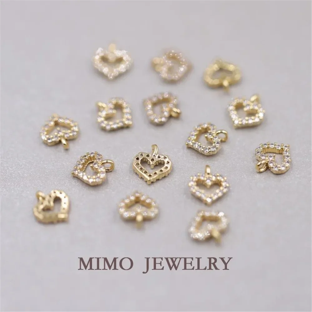 

Gold-plated zircon micro-inlaid heart single pendant with 14K gold copper plated DIY handcrafted accessory