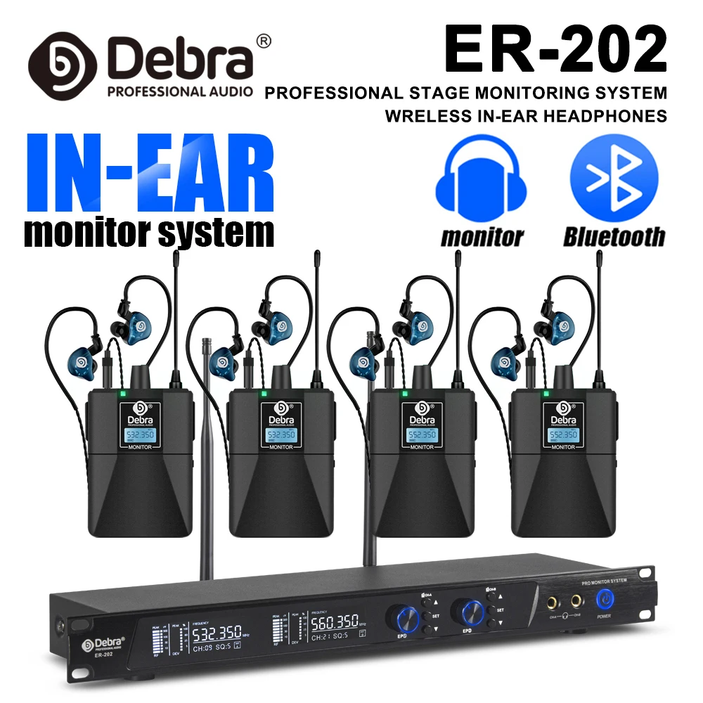

Debra ER-202 UHF Professional In-Ear Monitoring System with Bluetooth 5.0 Technology for Stage Performances and Outdoor Events
